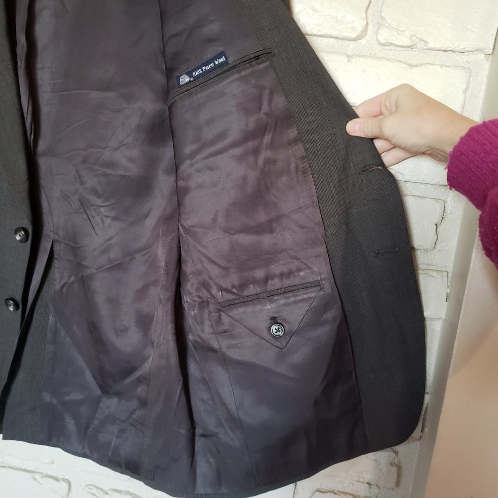 Vintage Burberry 100% Wool Suit Coat Blazer - Picture 7 of 15